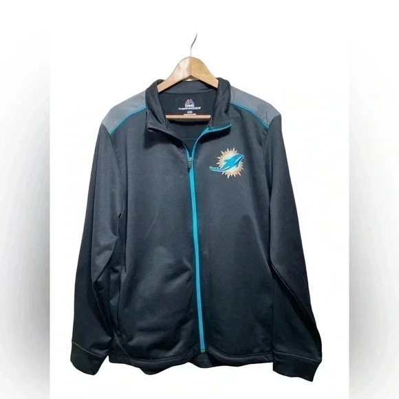 Men's NFL Miami Dolphins Therma Base Zip up Majestic Large EUC - Picture 1 of 8